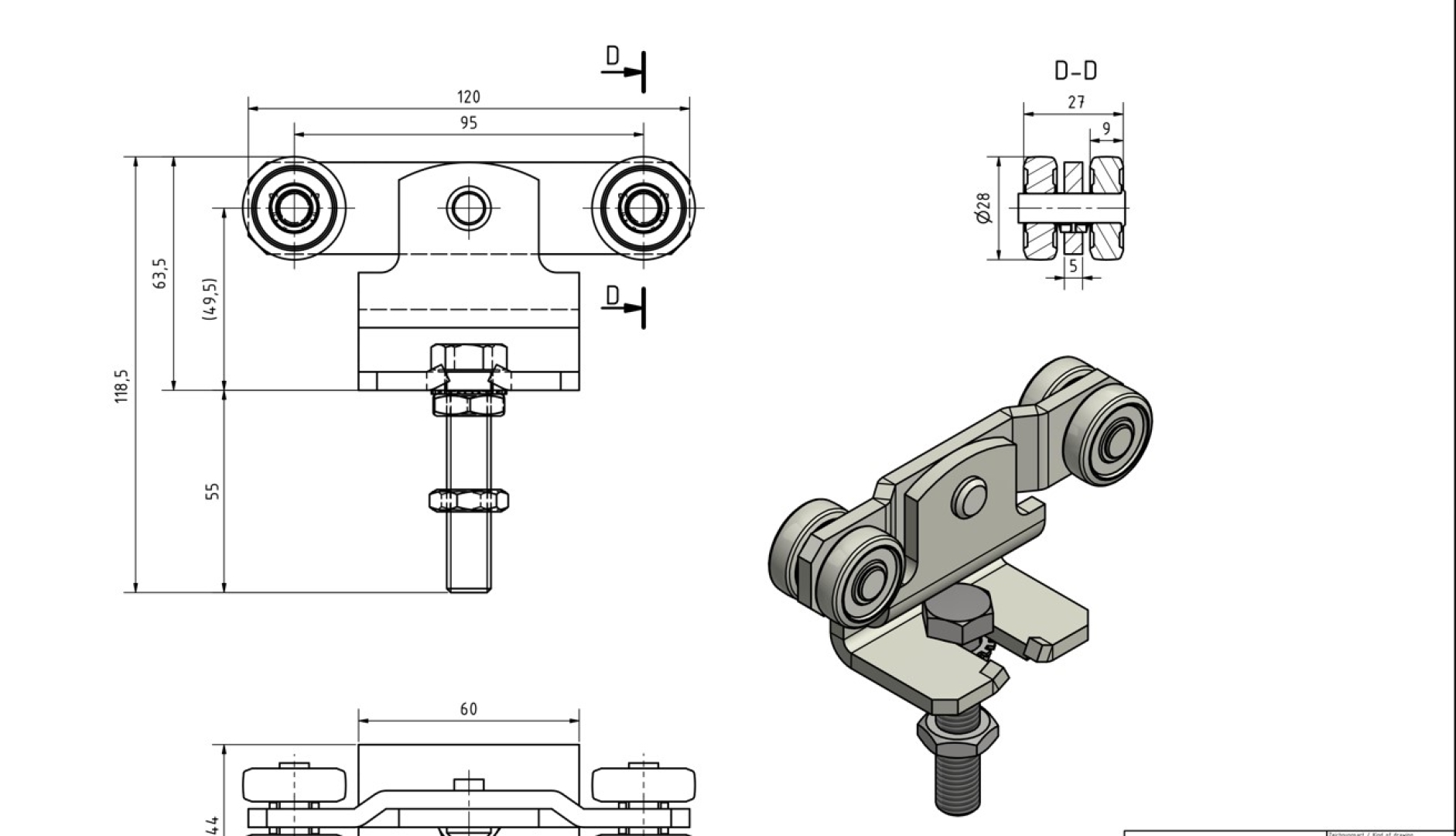 Doppelrolle, Laufwagen, Rollapparat Gr.1, f.Stallungen MEA 10336412